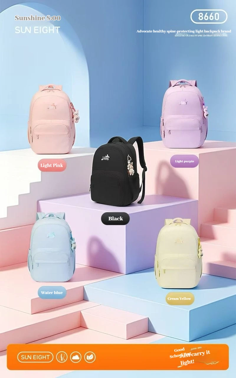 Sun Eight 8660 Laptop Backpack Women Large Capacity Spine‑Protection Lightweight For Daily Travel College Users Ready Stock