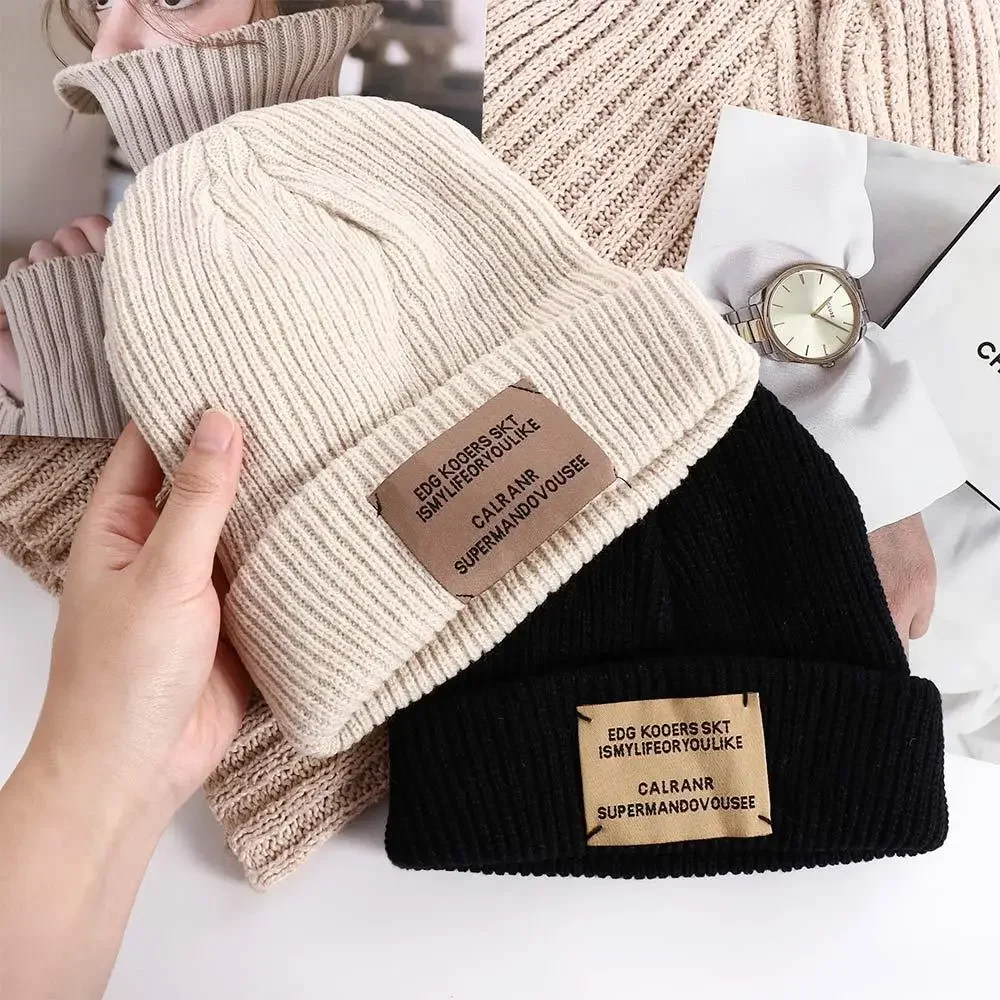 Masculino temperamento retro crânios carta outono inverno all-match chapéu de lã estilo coreano bonés chapéu de malha gorros masculinos