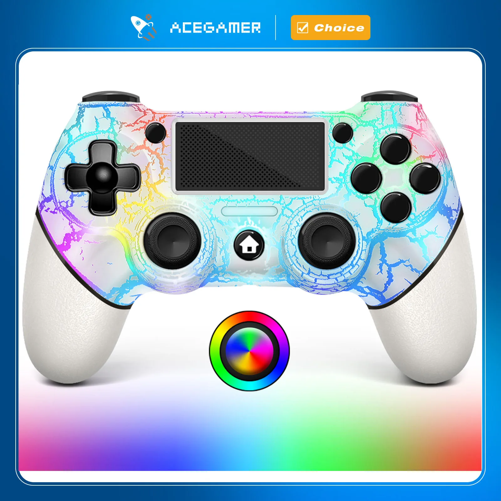 AceGamer manette de jeu sans fil double Vibration avec pavé tactile contrôleur Bluetooth pour PS4/PS3 Console ordinateur PC/Steam/IOS/Android