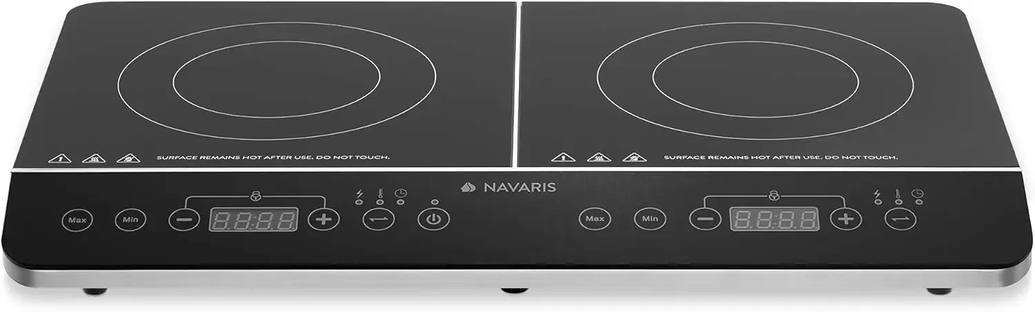 Navaris Double Induction Cooktop - Portable Dual Countertop Electric Stove Burner Cook-Top Hot Plate with 2 Hobs for Cooking