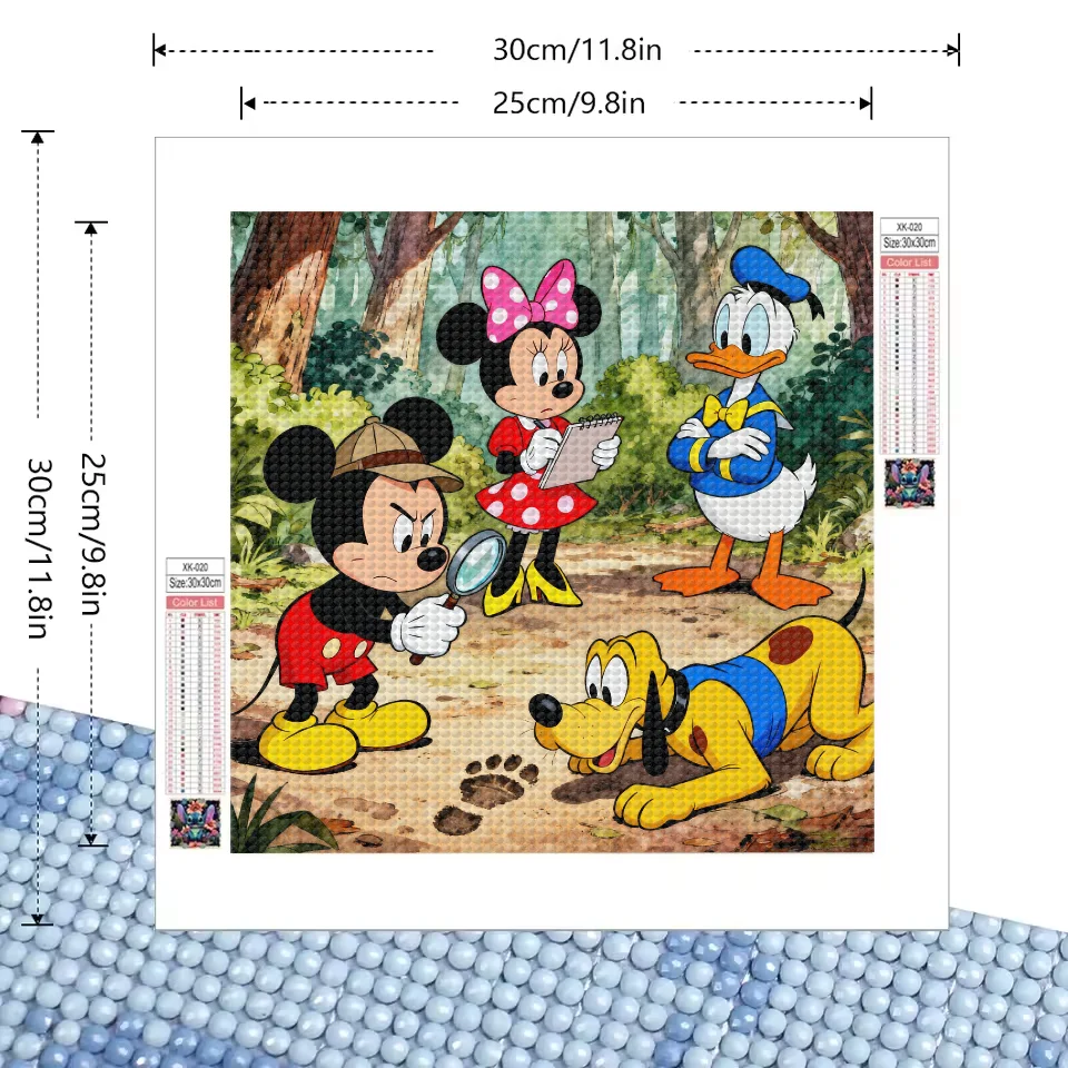 1pc diy 5d kit de pintura diamante broca completa, disney mickey mouse minnie pato donald plutão personagem dos desenhos animados detetive aventura s