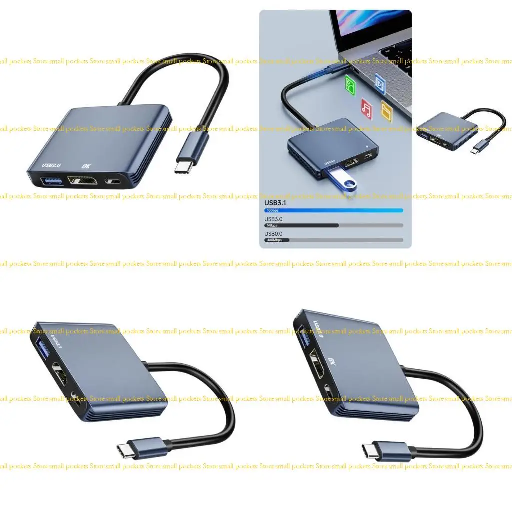 

R1WD Portable USB C Extension Hubs Multiports Design 8K 60Hz For Travel And Office Use