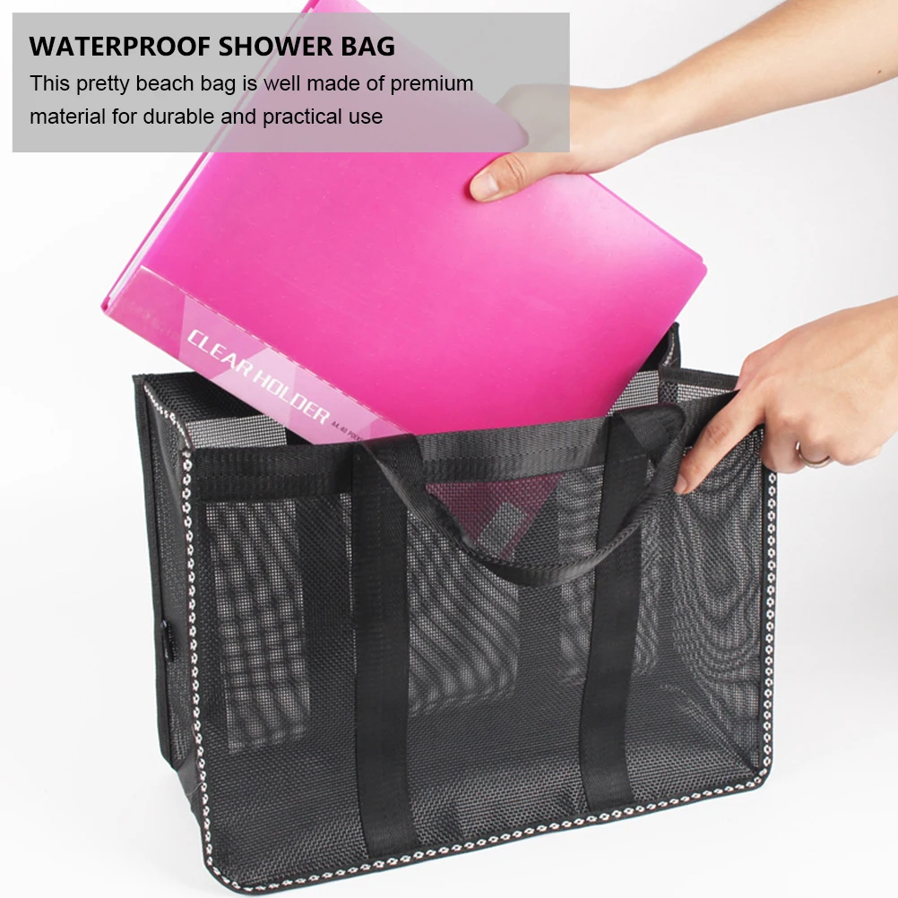 

1 pc Large Capacity Waterproof Bath Storage Bag Mesh Beach Tote Oversized Outdoor Bathroom Durable Premium Material Portable