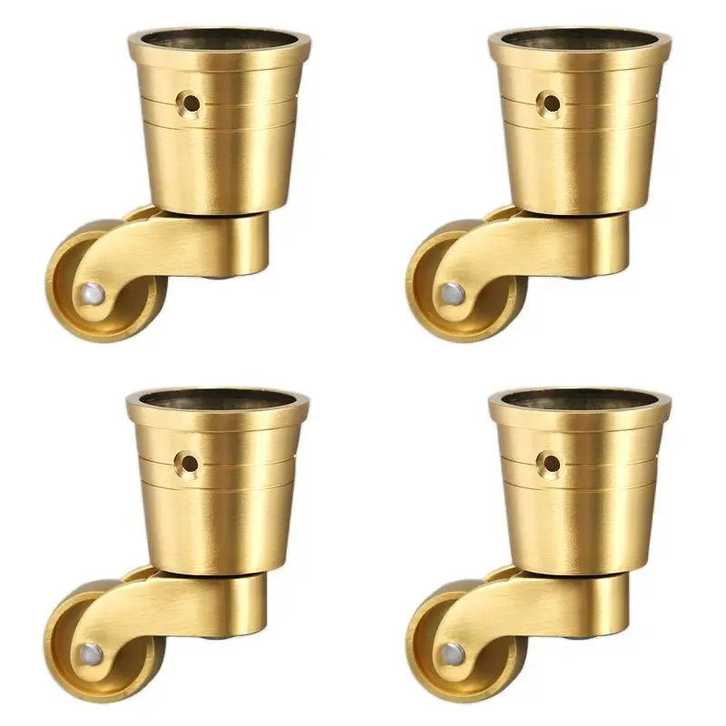 

Brand New 4PCS 1'' Pure Brass Casters Wheels Table Chair Sofa Couch Bar Piano Universal Furniture Rollers 360° Swivel Castors