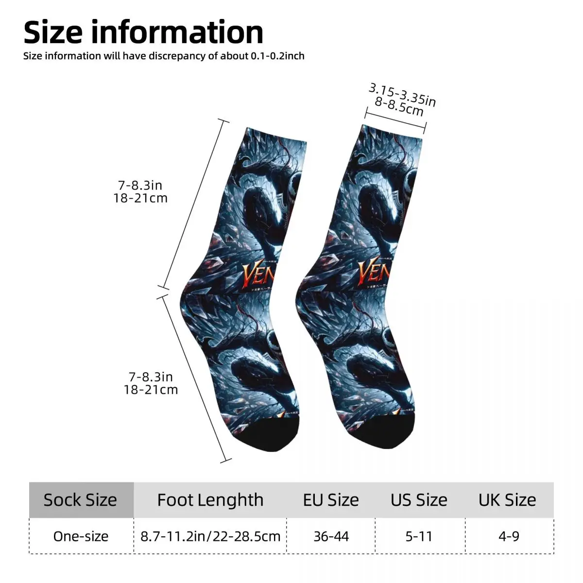 Venom Super Hero Stockings Design Śmieszne skarpetki Zimowe skarpetki przeciwpotowe Męskie Miękkie skarpetki rowerowe