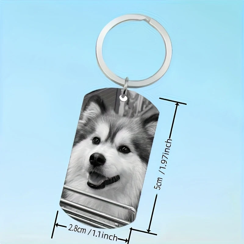 Custom Photo Keychain Personalized Picture Key Ring Metal Dog Tag Keychain For Men Women Couple Family Pet Memorial Gift Engrave