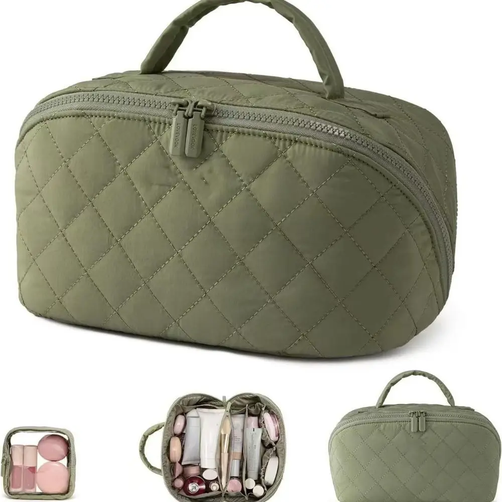 Gifts Wide Open Woman Makeup Bag Lay-Flat Water-Resistant Festivalment Makeup Bags Travel Organizer for Toiletries & Brushes