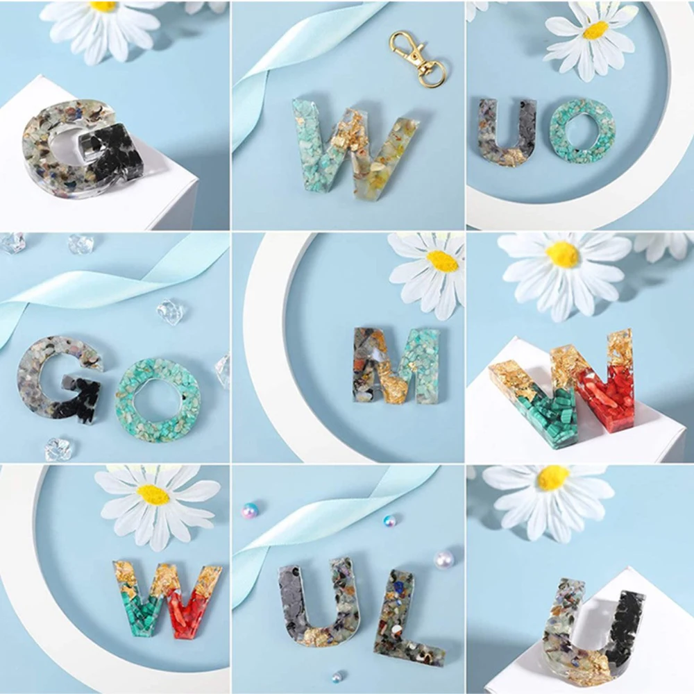 Alphabet Epoxy Resin Silicone Mold Letter Number Mould DIY Keychain Earring Pendant Epoxy Resin Jewelry Crafts Casting Mold