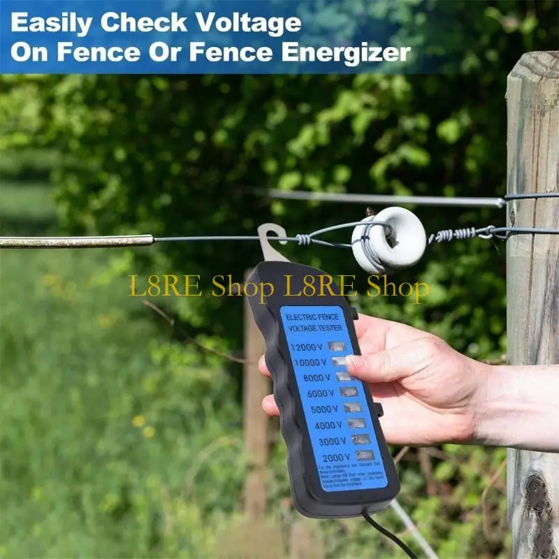 L8RE Electric Fence Tester, 12KV Fence Tester 8 Neons Lights/Fence Tester for Farms Measuring Device