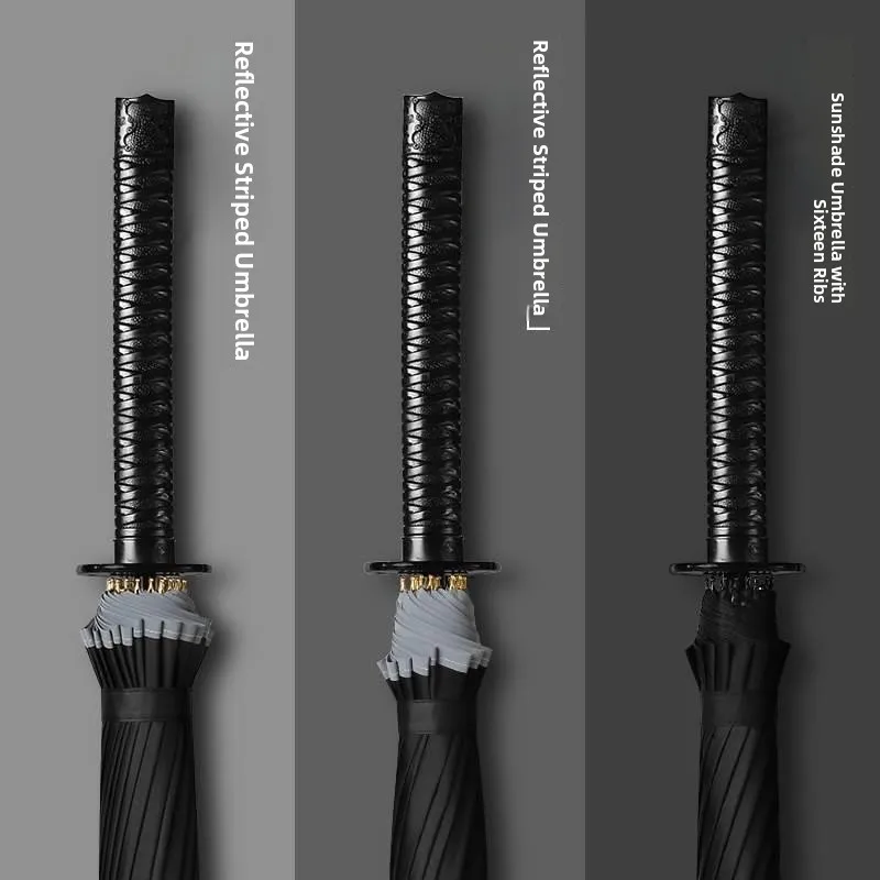 

Защита от солнца Auatic, большой прямой Sti, креативный персональный самурайский зонт от дождя, зонт от дождя из нержавеющей стали с длинной ручкой, аниме