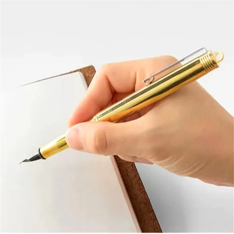 Japanese TN TRC brass retro mini ink fountain pen with fine lettering F-tip for business collection and writing stationery Gifts