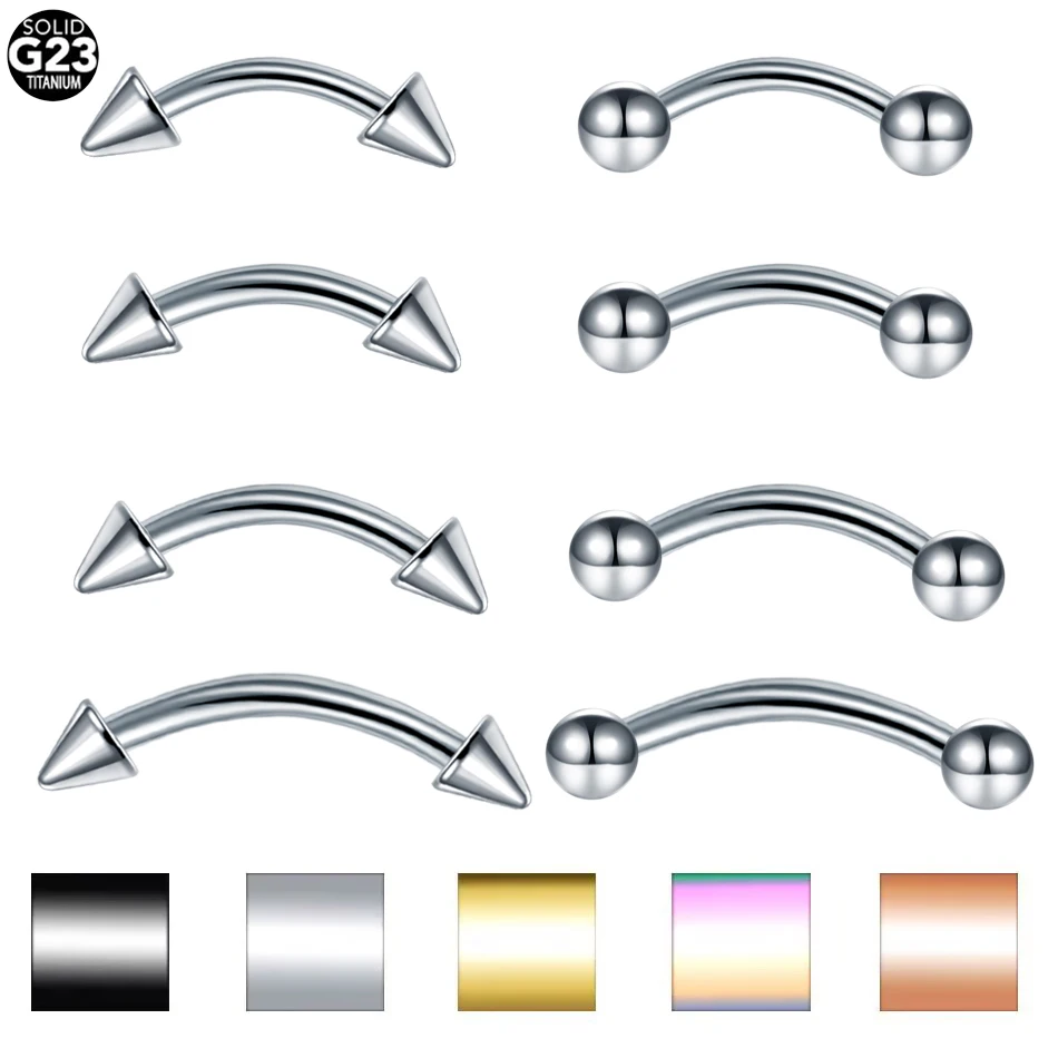 

10pcs/lot Titanium Eyebrow Banana Piercings Curved Barbell Lip Ring Snug Daith Helix Rook Earring Cartilage Tragus Piercings 16G