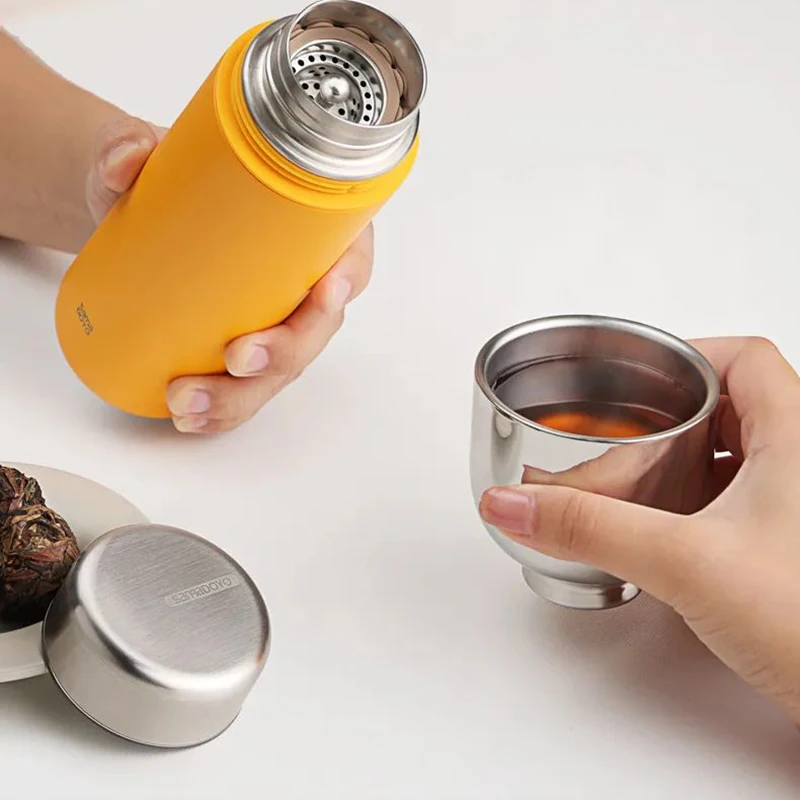 SAMADOYO-Tea Making Cup, Portable Tea Cup, 304 Stainless Steel, Double Layer, Car Mounted Water Cup
