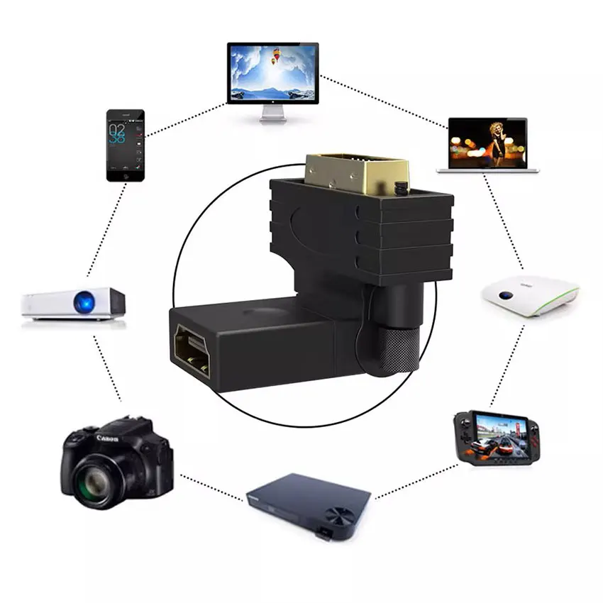 HDMI-متوافق مع DVI 24 + 1 دبوس محول 360 درجة للتدوير HD 4K 1080P أنثى إلى ذكر محول محول لجهاز عرض تلفزيون الكمبيوتر