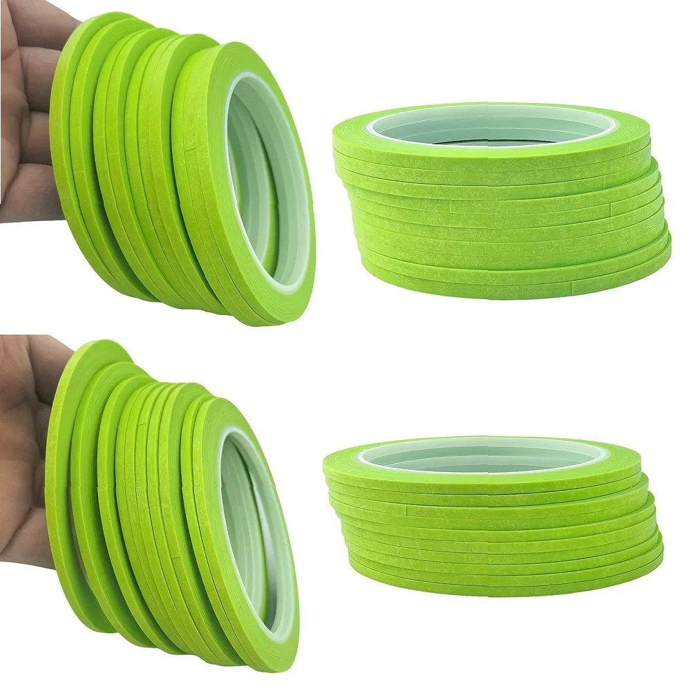 Green for Apple Washi Tape 10 Rolls, Fine Masking Paper Tape for Nail Art, Drawing, Spray Painting & Fashion Design