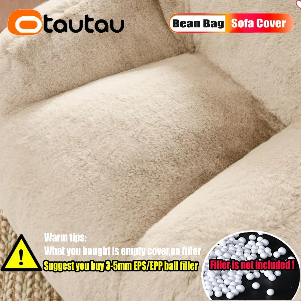 OTAUTAU Faux Bunny Fur Bean Bag Cover bez wypełniacza Kanapa podłogowa Beanbag Sofa Fotel EMPTY POUF COVER NO FILLER INSIDE SF203