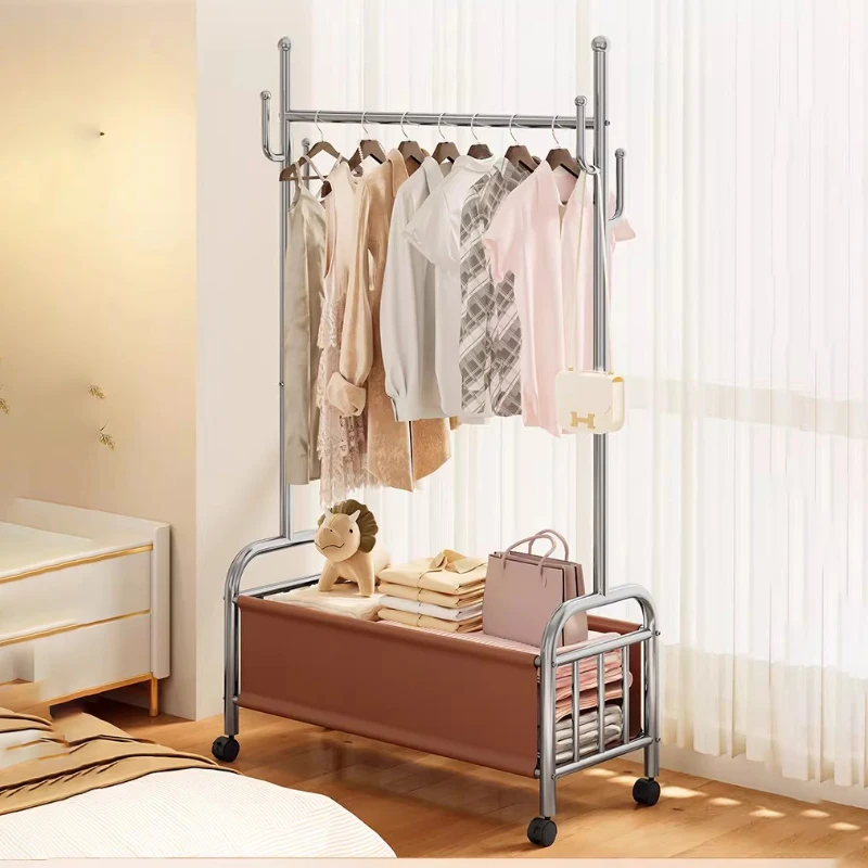 Perchero Metálico de Pie para Dormitorio, Perchero Móvil con Ruedas para Entrada, Mueble de Recibidor