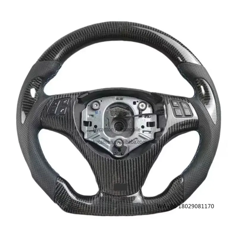 

Изготовленное на заказ кожаное рулевое колесо из углеродного волокна с синей и красной полосой, автомобильное рулевое колесо m Performance для BMW E90 E92 E93