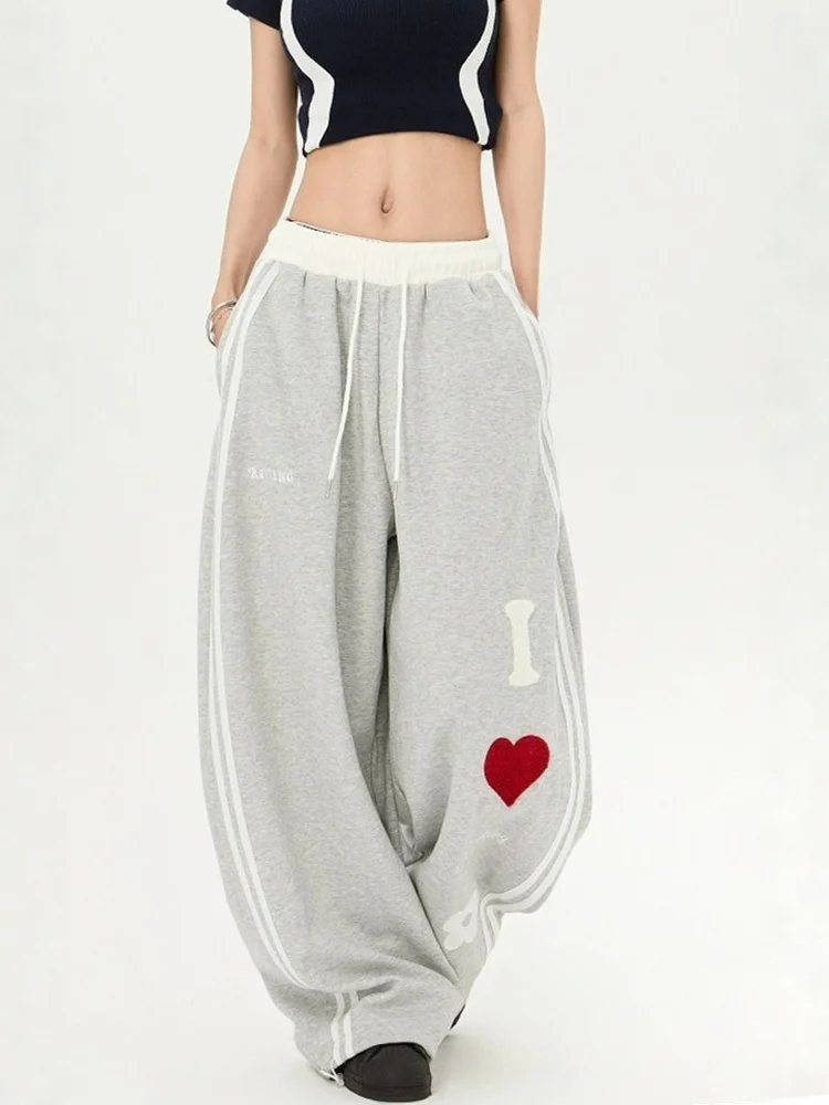 اللون Blo السراويل الرياضية واسعة الساق المرأة فضفاضة مستقيمة عارضة رقص الجاز Sweatpants الأمريكية الرجعية Sle الخريف جمع