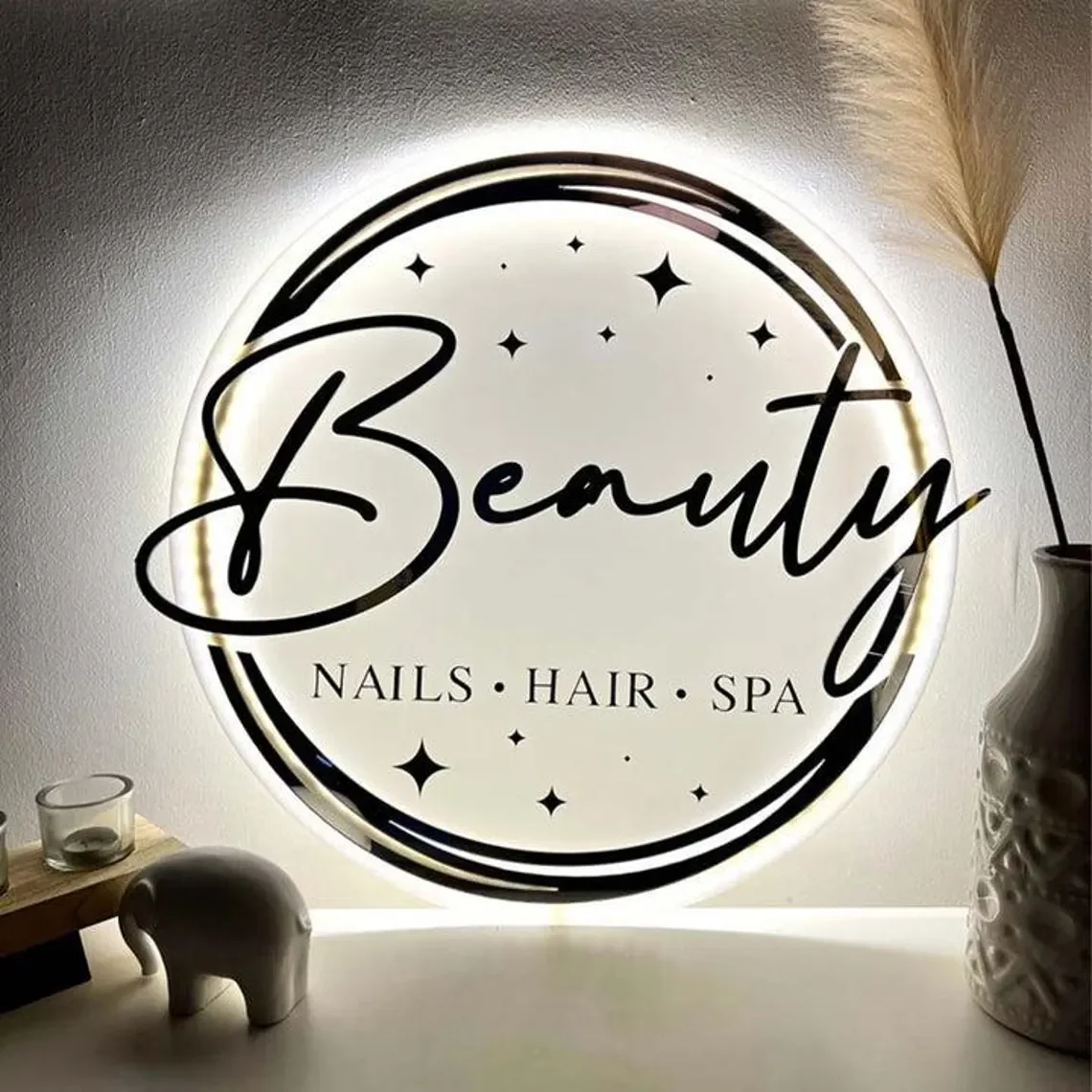 

Custom Acrylic Business Logo Sign with Neon Backlit,Wall Neon Sign, Logo, Nail Salon Decor, Custom Led Sign Shop Name Logo