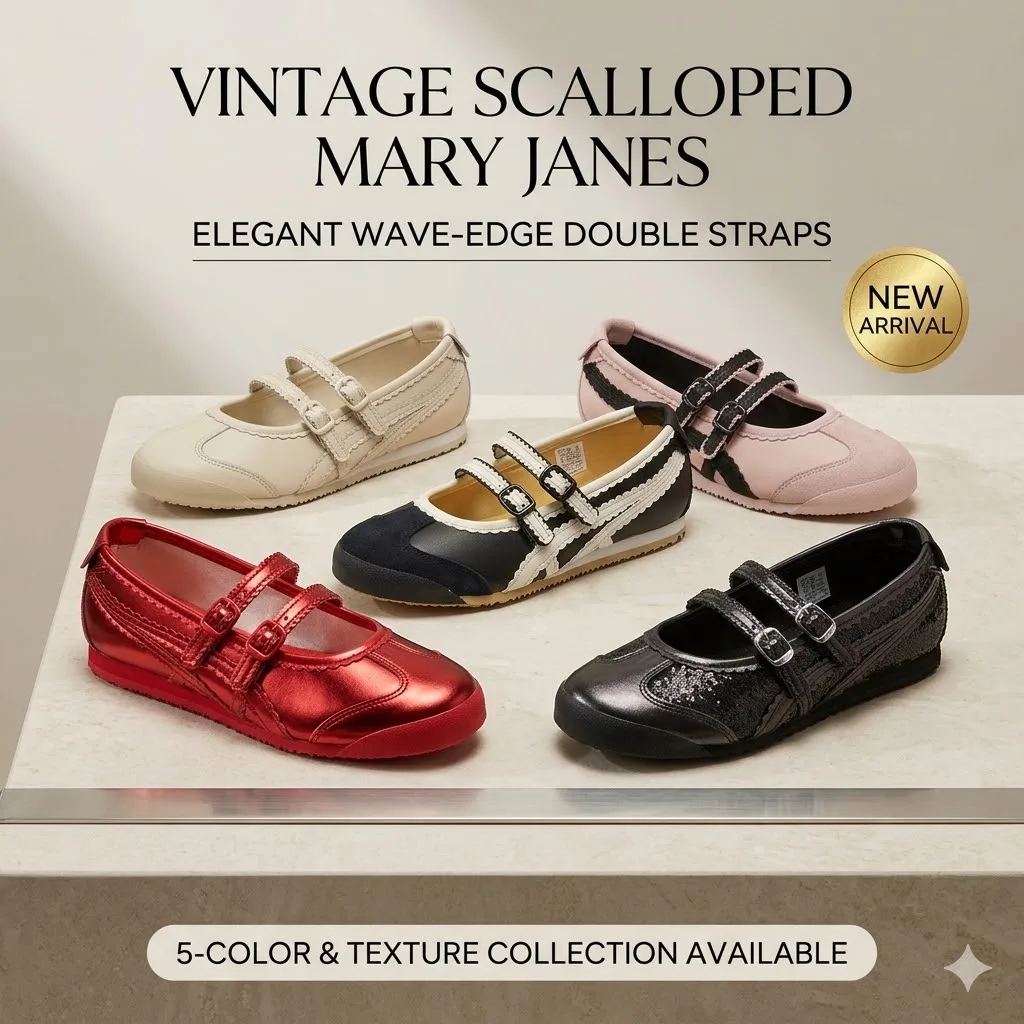 

Mary Jane Shoes Women Sweet Round Toe Ballet Flats Sporty Sneakers Female Casual Walking Shoes Versatile Velcro Strap Footwear