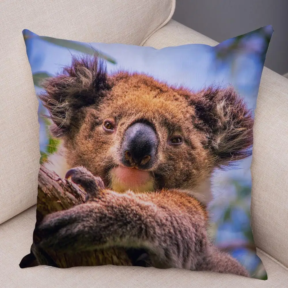 Bedroom Living Room Decor Pillowcase Cute Australian Koala Cushion Cover Wildlife Pattern Print