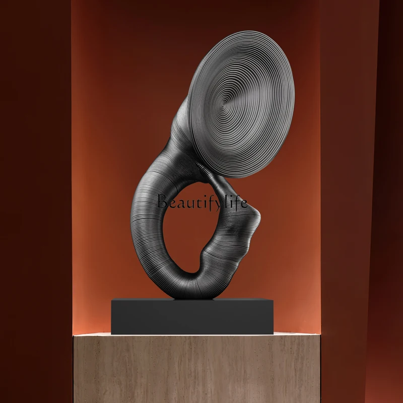 

Abstract minimalist saxophone sculpture ornament floor-to-ceiling artwork