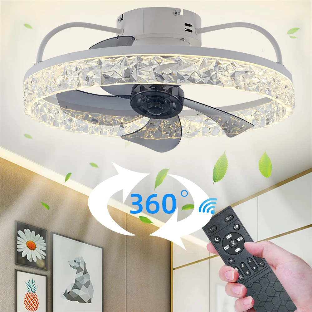 IRALAN Smart Ceiling Fan Fans With Lights Remote Control Bedroom Decor Ventilator Lamp 360° Rotation Motor Air Invisible Blades