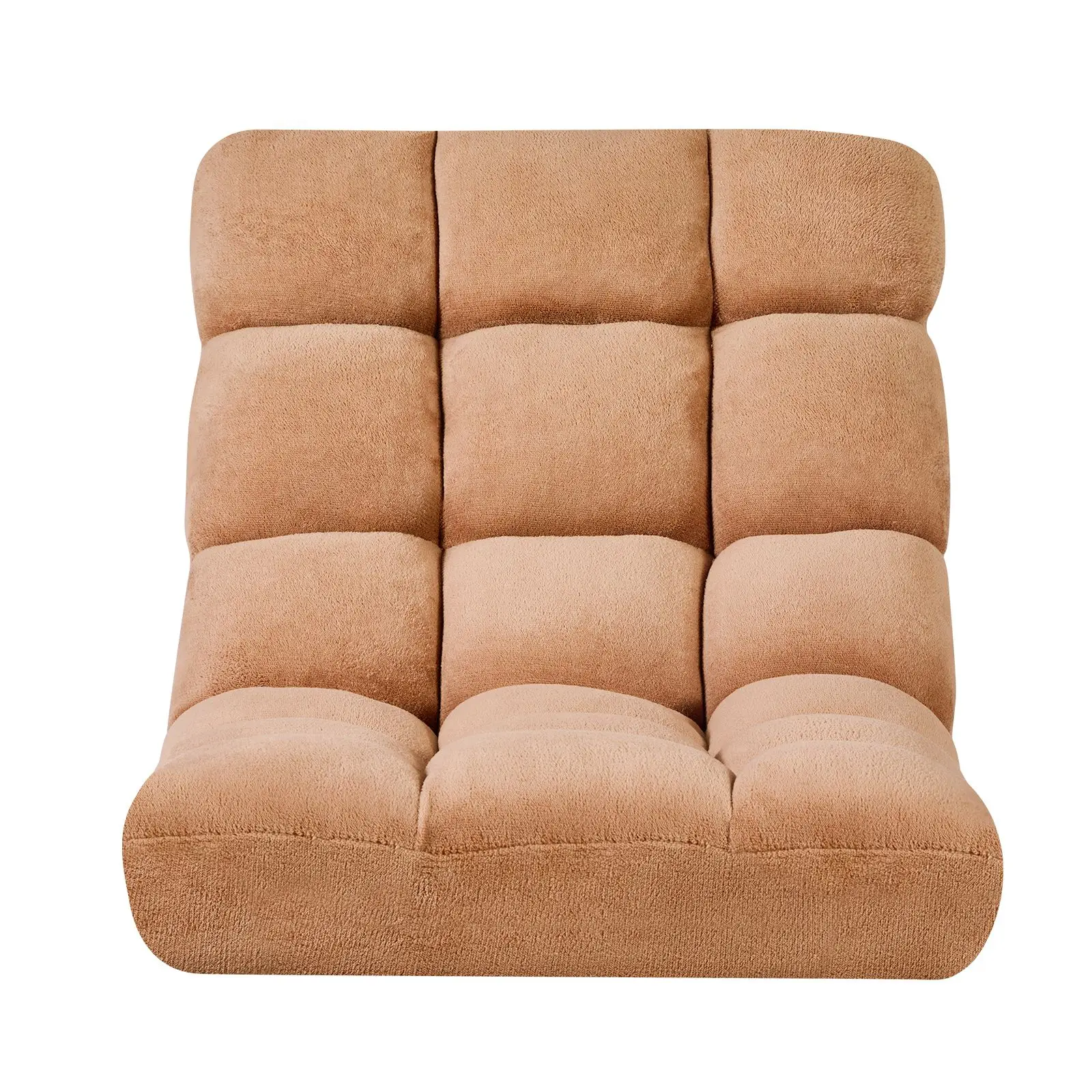 Floor Chair, 14 Adjustable Positions Folding Floor Gaming Chair with Back Support, Sturdy Metal Frame with Recycled Foam and Coral Fleece Surface, Multifunctional for Reading, Relaxing, Brown