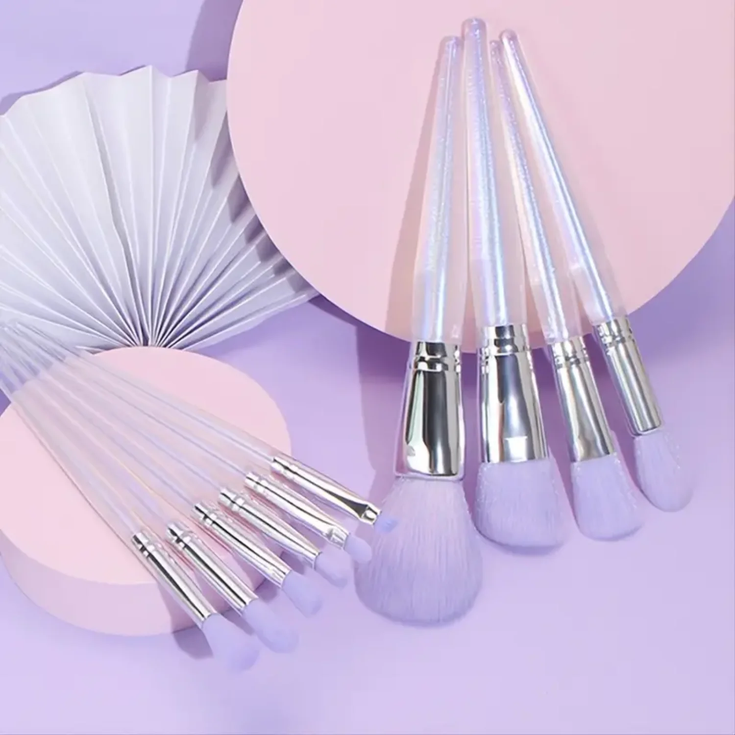 Moonlight Purple 10 PCS Professional Makeup Brushes Set for Flawless Foundation, Powder, and Blush Application Travel makeup Bag