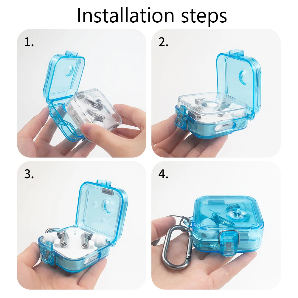 Custodia per cuffie per PC Custodia trasparente per cuffie color caramello con gancio per cordino On-off Snap Protezione anticaduta per niente orecchio 2