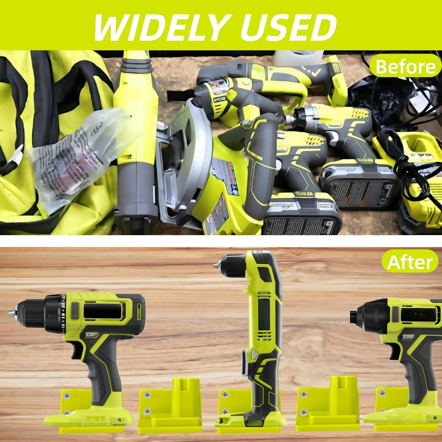 1-10 Pack Tool Drill Mount Holder Compatible with Ryobi 18V Power Tool | Drill Holder Wall Mount Dock Hanger with 4-40 Screws