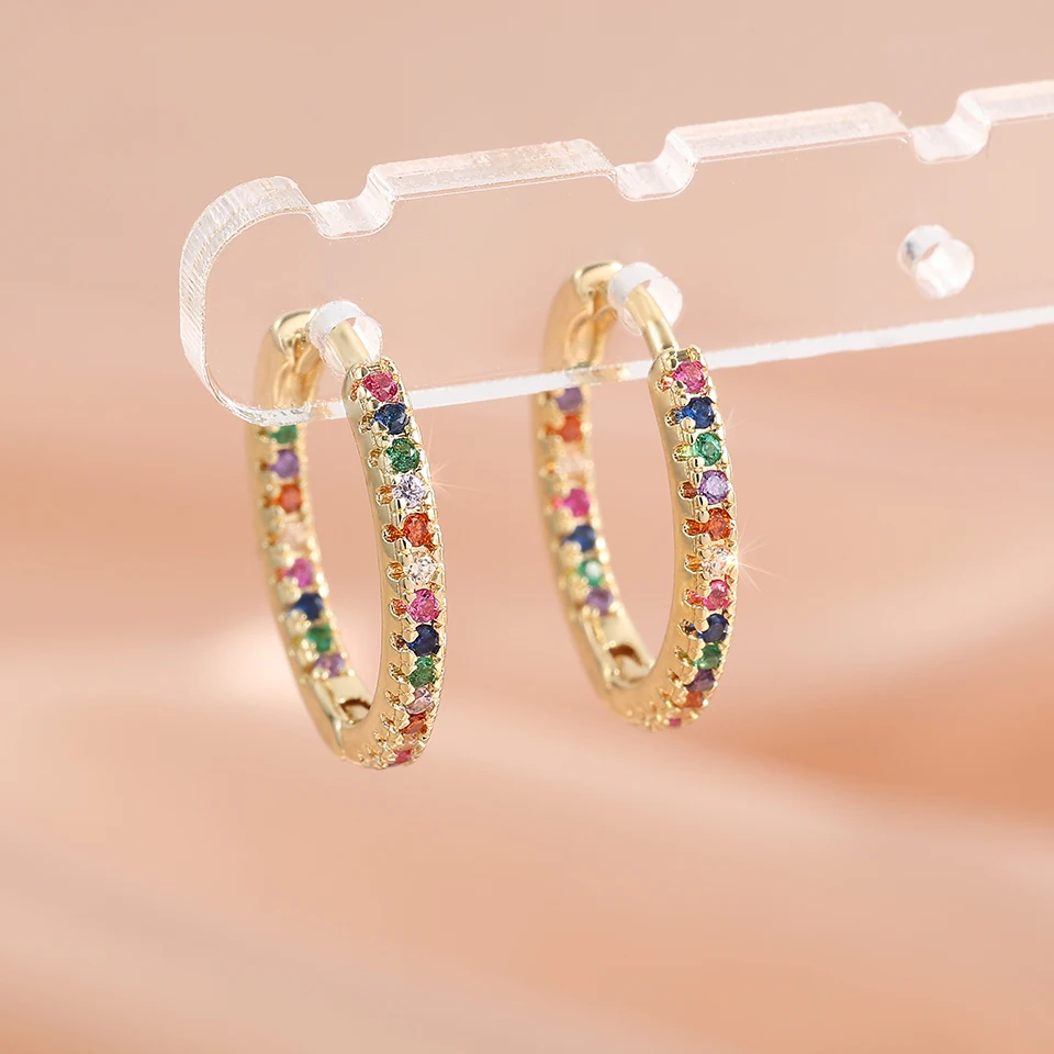 Trendy Gold Color Cubic Zirconia Round Copper Earrings For Women Metal Crystal Earring Party Everyday Jewelry image 3