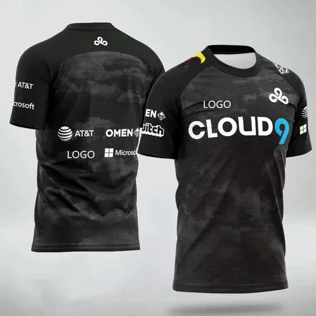 Cloud9 Team Short-sleeved T-shirt Team Uniform CSGO Game Men\'s 3D Printing T-shirt C9 Competition Suit Counter-Strike Clothes