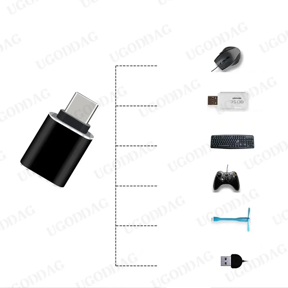 Adaptador USB A para USBC OTG, Conversor USB 3.0 para Tipo C Masculino, Carregamento de carro para o telefone móvel MacBook