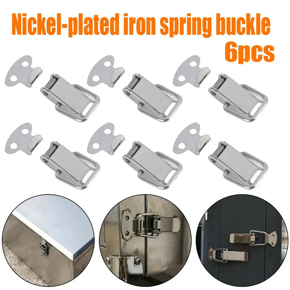 M117 Spring Loaded Toggle Latch 6PCS Set Nickel-Plated Iron Duckbill Buckle for Toolbox Flight Case & Wooden Box Tool Cases