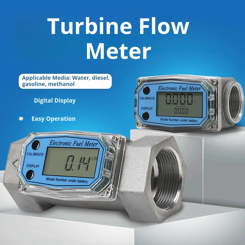 Electronic Turbine Flow Meter Aluminum Alloy Digital Liquid Oil Diesel High Precision Portable Industrial Flow Sensor