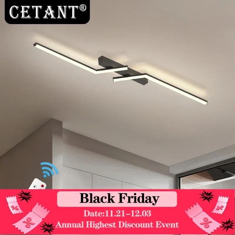 LED Ceiling Light Black Modern Home Decoration Lamp For Living Dining Room Bedroom Study Remote Controller Illumination Fixtures