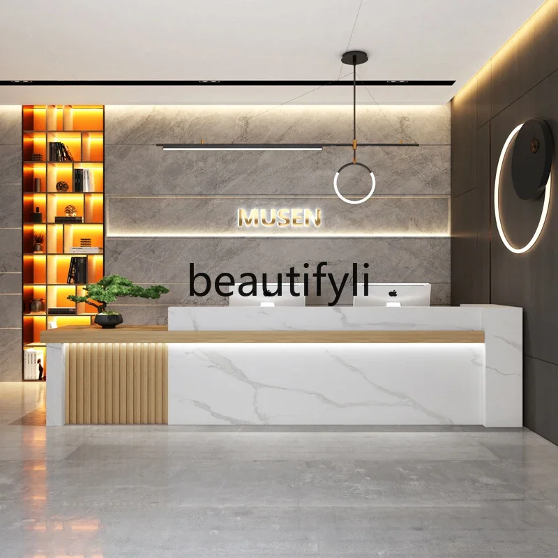 

Modern Chinese company front desk Hotel reception desk Beauty salon Paint bar checkout page6005