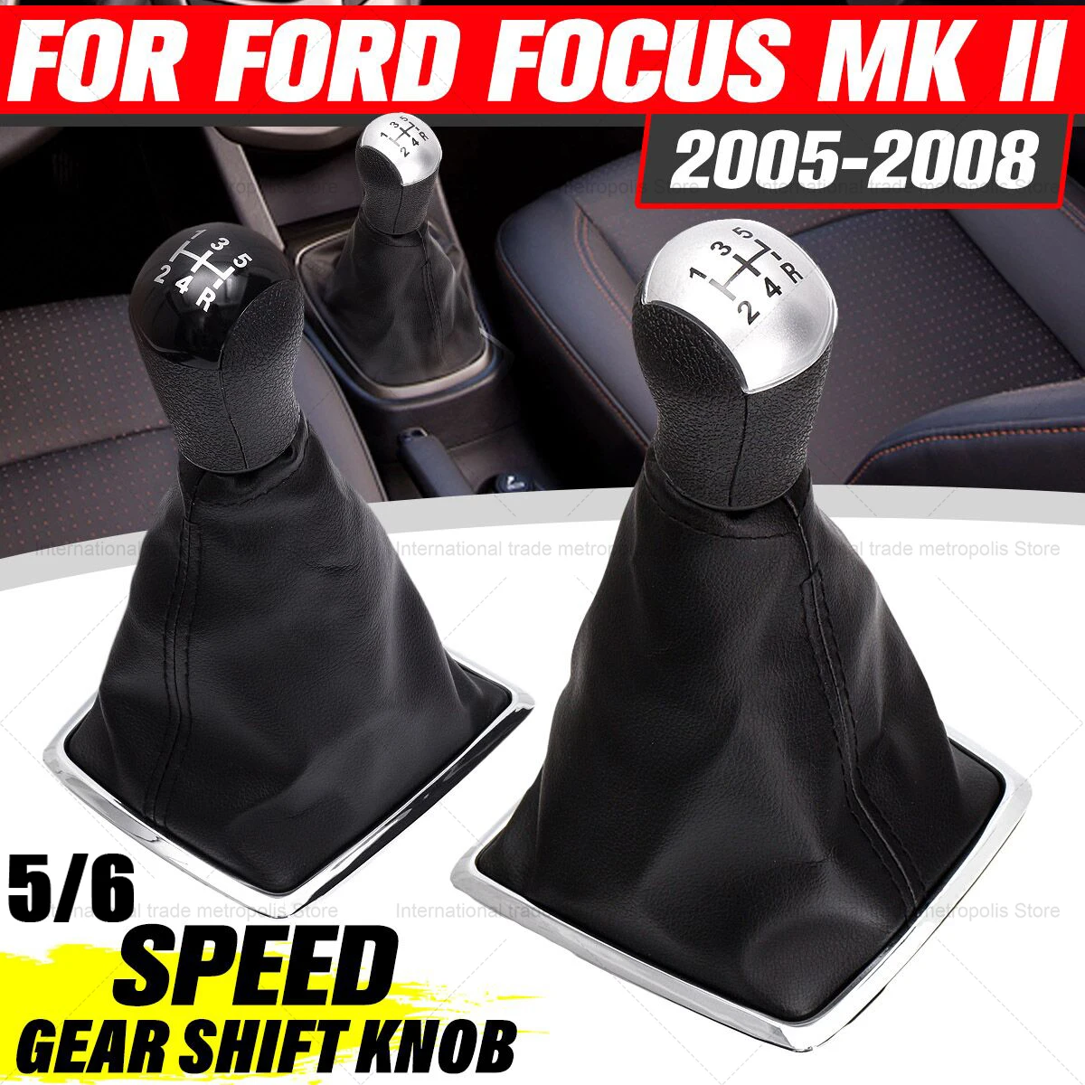 Para ford focus 2 mondeo mk2 2005 2006 2007 2008 estilo do carro alavanca shift shift shifter gaitor caso capa