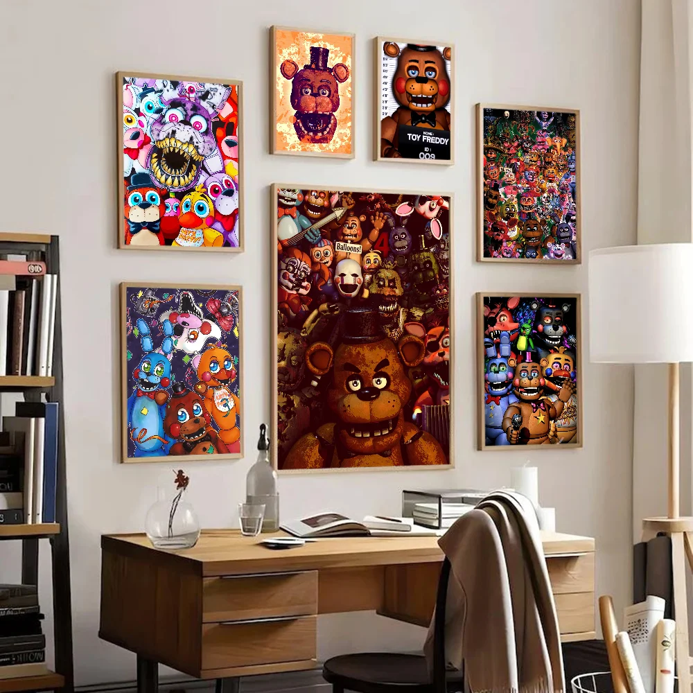 Fnaf Five-nights-At-Freddys Vintage Posters Sticky Vintage Room Home Bar Cafe Decor Kawaii Room Decor