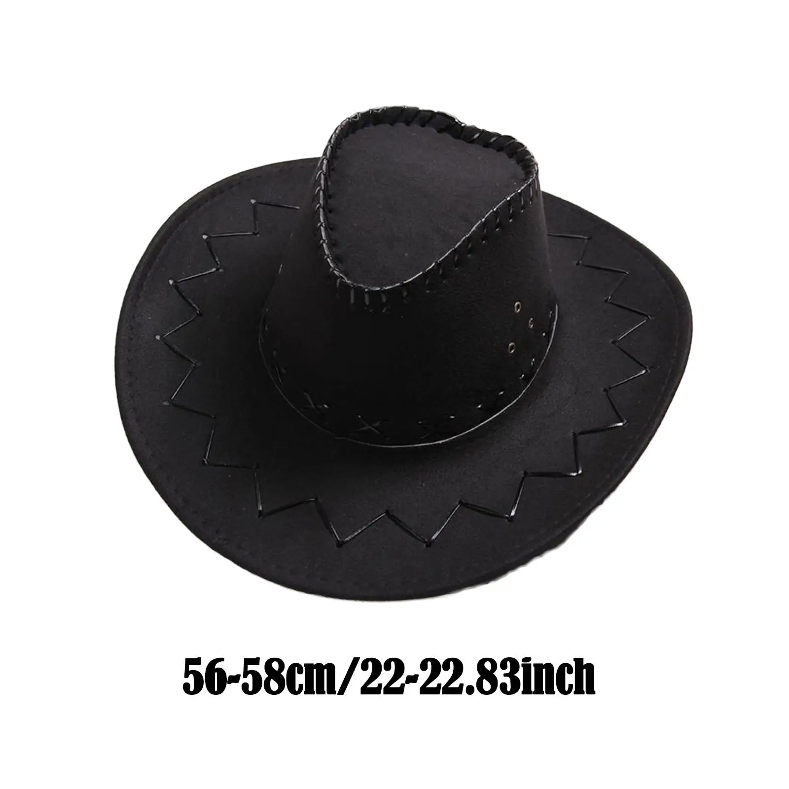 Classic Womens Western Cowboy Cowgirl Hat With Strap Fedora Wide Brim Hat With Belt Black Cowboy Hat Men Women Halloween Costume