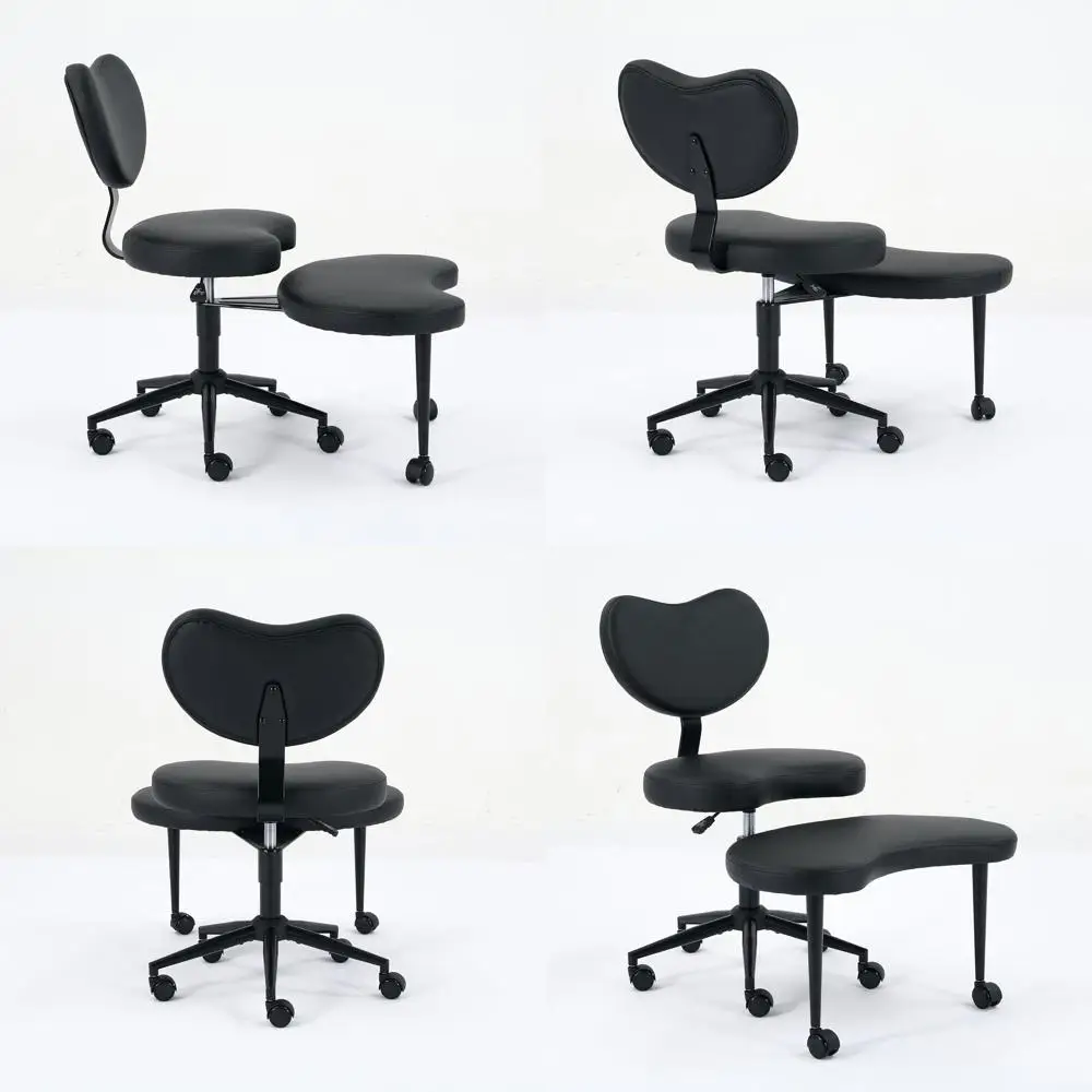 

Кресло для медитации на колесиках с поддержкой для ног, эргономичное офисное кресло для людей с непоседливой сидушкой, черная искусственная кожа