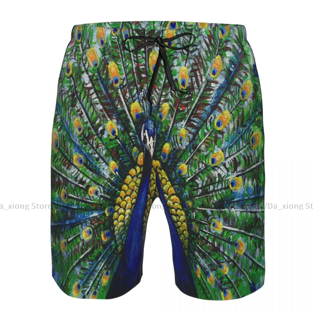 

Men's Beach Short Swim Shorts Peacock Painting Surfing Sport Board Shorts Swimwear