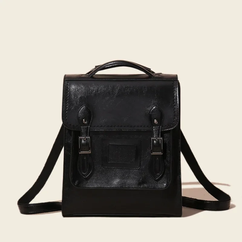 New Genuine Leather Backpack Vintage Women\'s Fashion Cowhide Girls Versatile British College Style Large Capacity Backpack