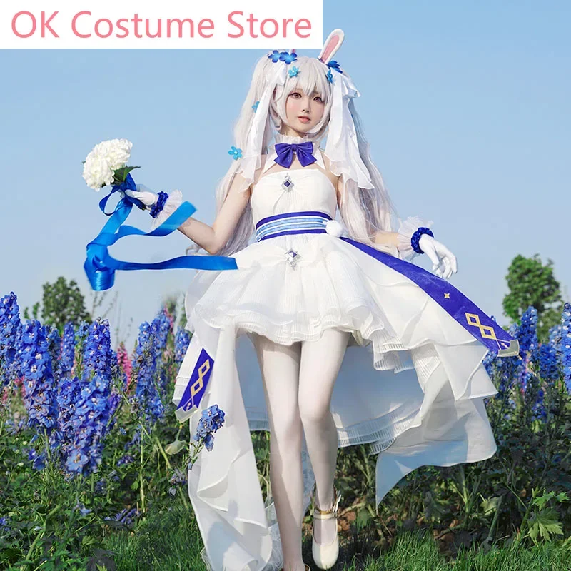 Anime! Azur Lane Laffey Wedding Dress White rabbit and oath Skin Uniform Cosplay Costume Halloween Suit Women NEW