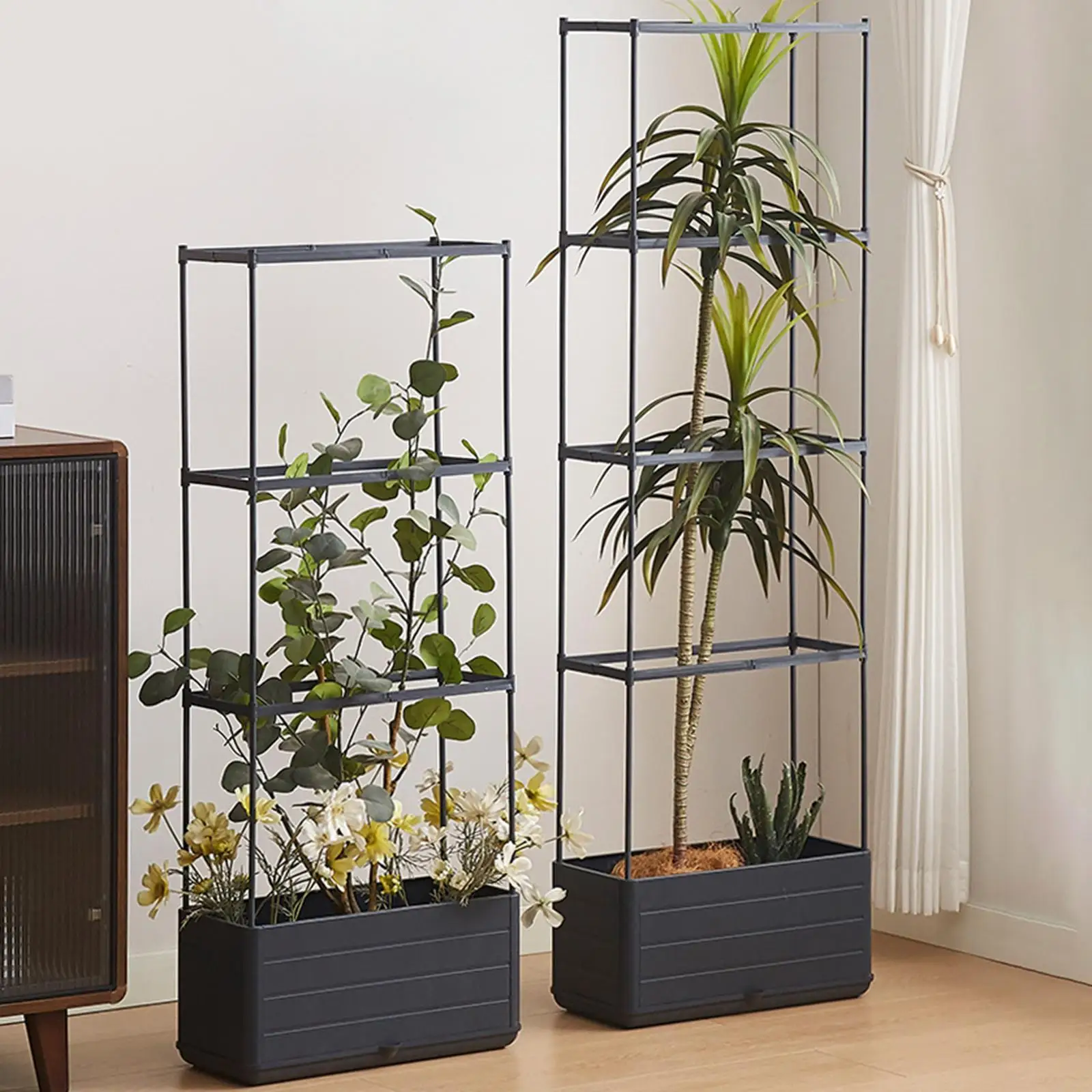 

Planter Box with Trellis Raised Garden Bed for Flowers Climbing Plants Patio
