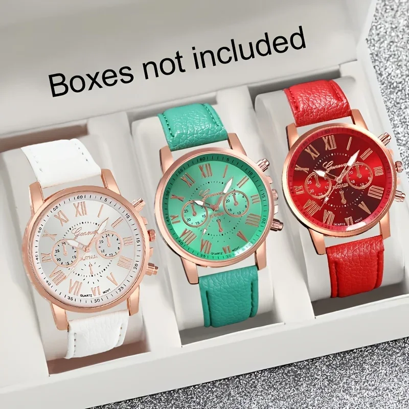 3 new women's business luxury and fashionable quartz watches, round dial, quartz movement