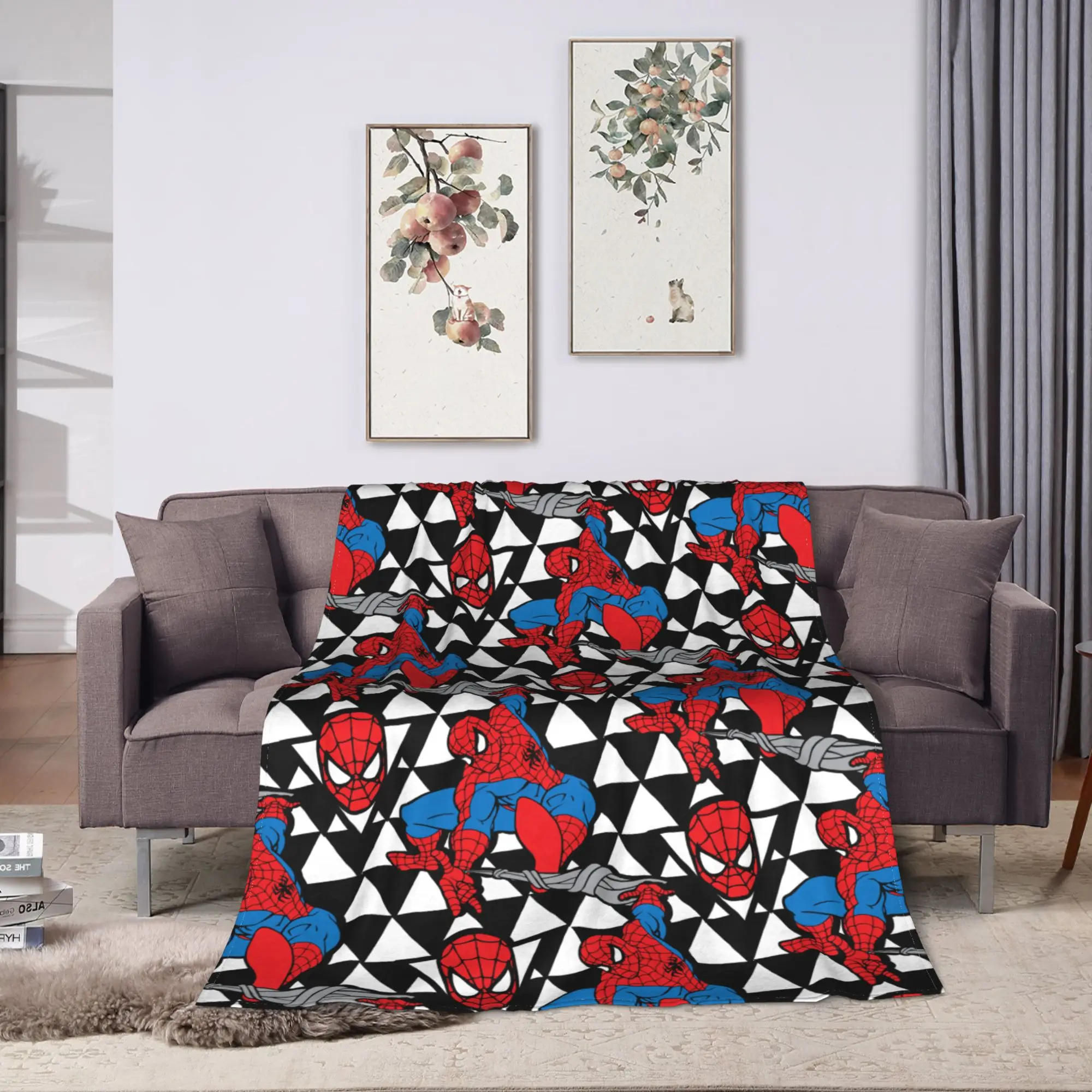 

Spider-Man Retro Geometric Character Blanket Fleece All Season Portable Super Soft Throw Blankets for Home Outdoor Quilt