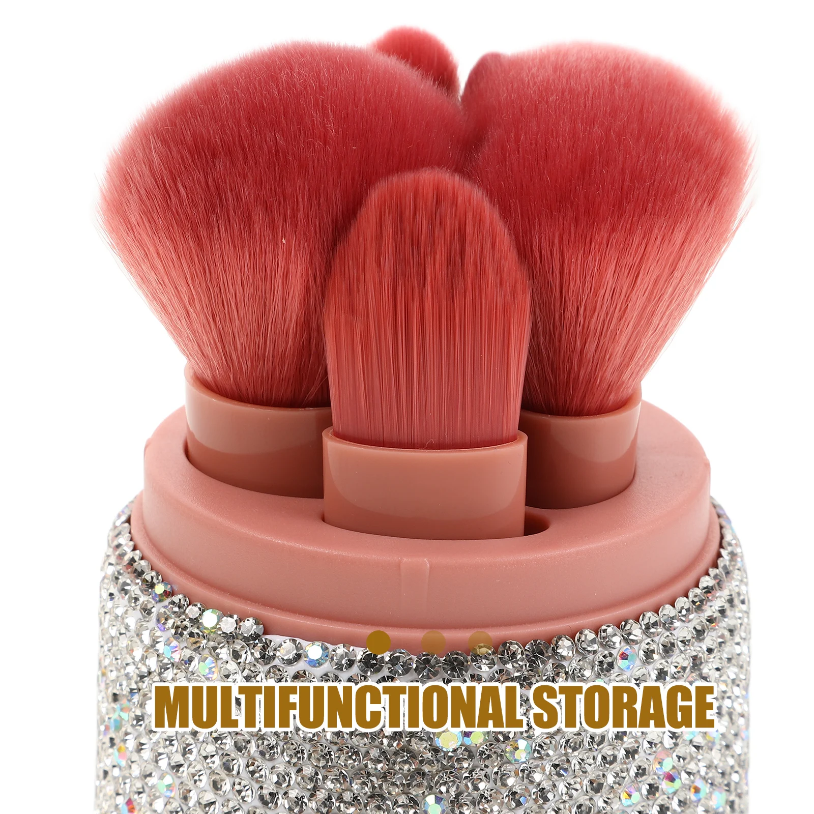 ชุดกล่องใส่แปรงแต่งหน้าแบบคริสตัล 1 ชุด ป้องกันฝุ่น พกพาสะดวก สำหรับแปรงปัดแป้ง รองพื้น อายแชโดว์ และแปรงเบลนด์